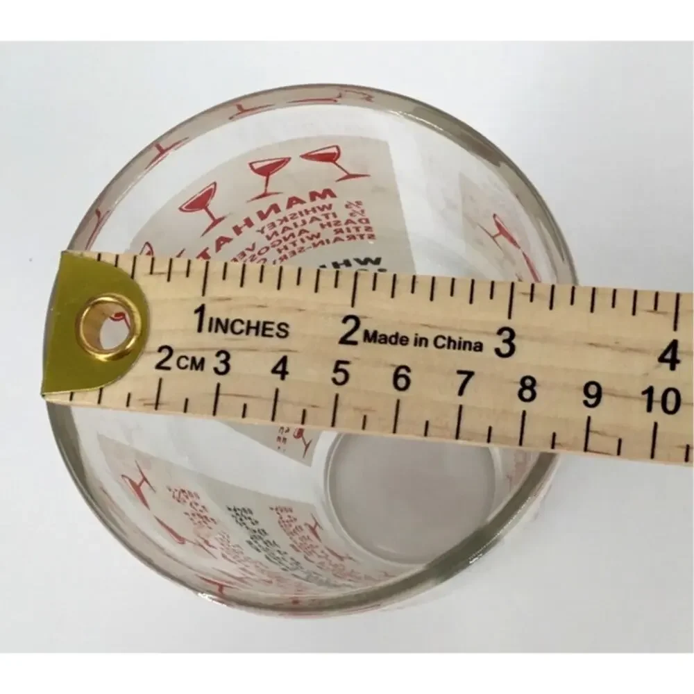 Vintage Glass Cocktail Recipe Shaker MCM Aluminum Lid Retro Barware 9.5